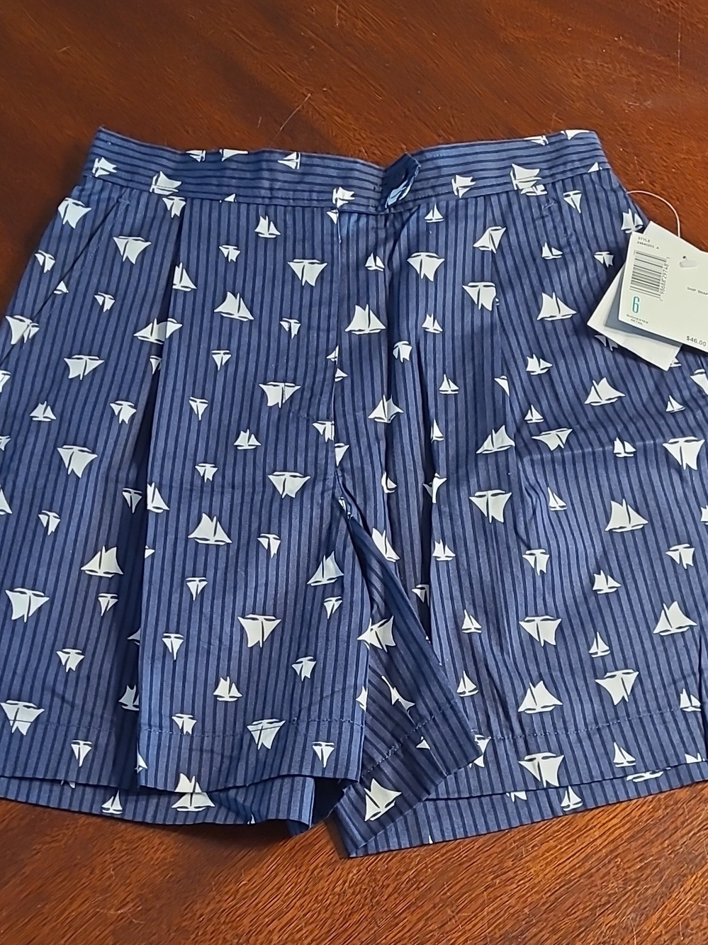 Vtg 90s Liz Clairborne Lizsport Pleated Womens Sailboat Coastal Print Shorts 6